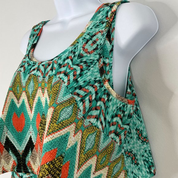 Altar'd State Dress M Aqua Coral Southwest Aztec Flowy Comfortable Maxi Long - Picture 4 of 13